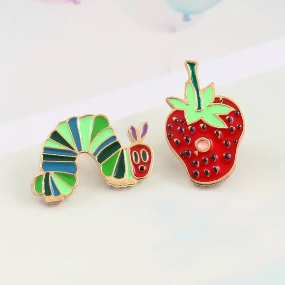 Jewelry - The Very Hungry Caterpillar Gold Enamel Pin Set